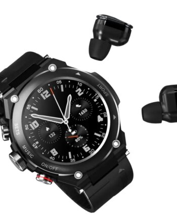 Lemfo T92 Smartwatch Med Indbygget Tws Høretelefoner Smartur Sort