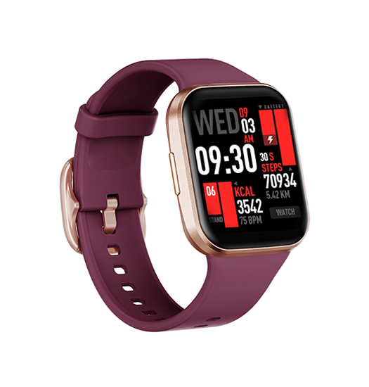 Smartwatch Aktivitetsur Ip68 Skærm Bordeauxrød Motionmateamptrade