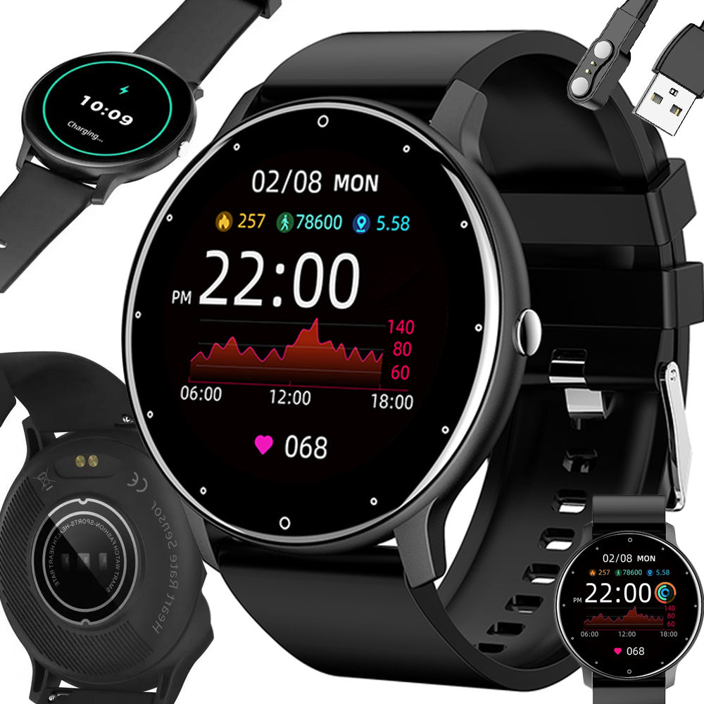 Smartwatch Til Herre Dame Sort Silikonerem Bluetooth Opkaldsfunktion